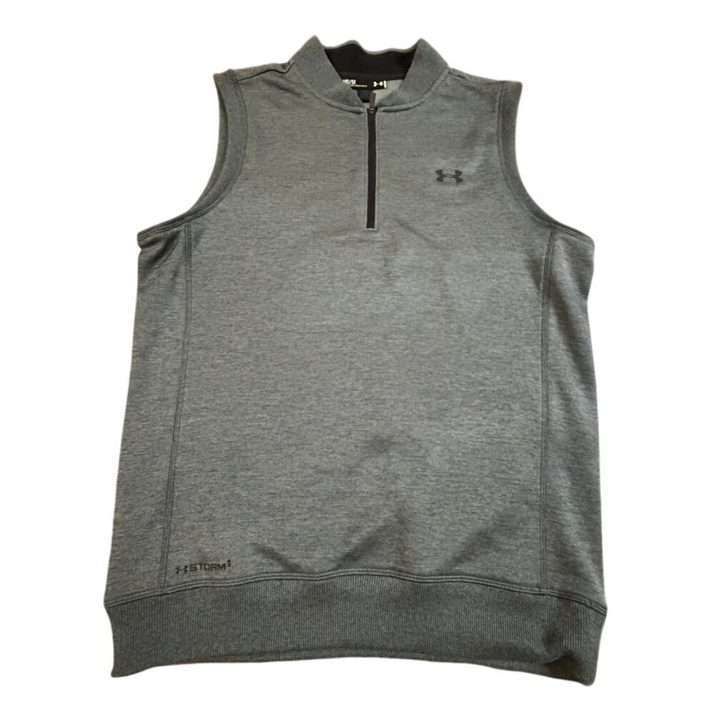 Under Armour UA Storm Mens Sleeveless 1/4 Zip Pullover Vest Dark Gray Sz Medium
